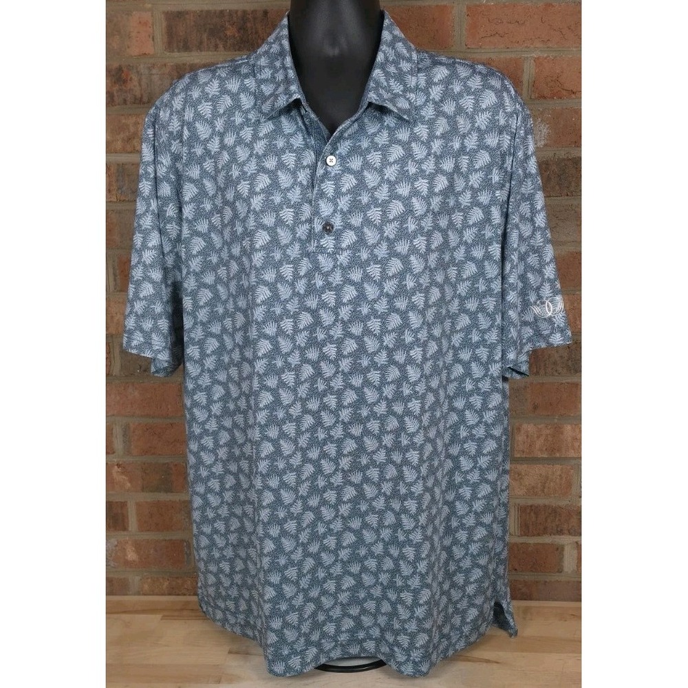 FJ FootJoy Shadow Palm Print Lisle Golf Polo Shirt Mens Size XL Performance